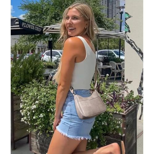 WJCD Women Crossbody Handbags Vegan Leather Shoulder Bag with Adjustable Strap - color: Grey