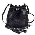 Hoce Women’s Leather Fringe Messenger Bag Large Hobo Crossbody Tassel Shoulder Bags, Gift for Mom Wife Girlfriend - color: C-black