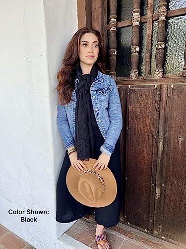 Humble Hilo Womens Woven Bohemian Style Gauze Scarf,Shawl, Head Wrap Fringed Edge Lightweight, Long Folds Small - color: Navy Blue