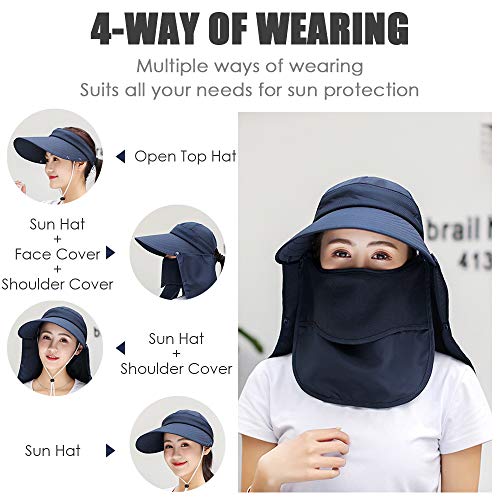Wide Brim Sun Hat – Multifunctional UPF 50 Protection Bucket Fishing Hat Cap - color: Purple