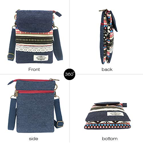 Roomy Cell Phone Purse Wallet Canvas Small Crossbody Purse Bags with Shoulder Strap For Women teen girlsl | Roomy - color: Q-red