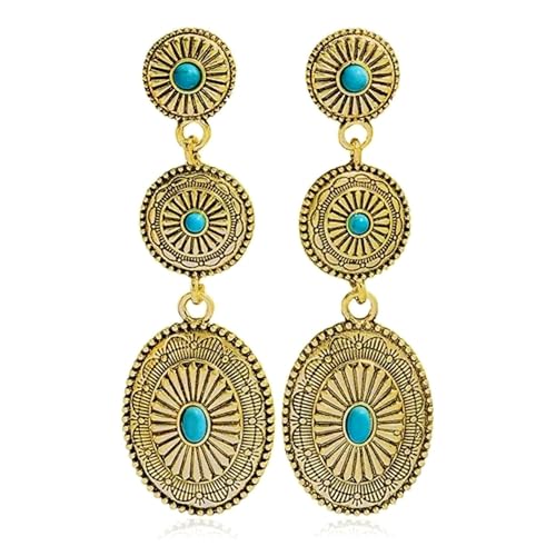 Boho Earrings for Women Trendy Gold Dangle Earrings Vintage Bohemian Indian Country Jewelry Gifts Boho Dress Chic Clothing - color: B2:gold western earrings