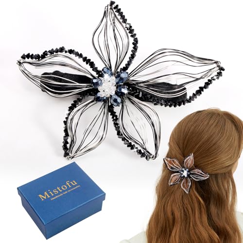 Mistofu DIY Copper Wire Metal Hand-woven High-level design Barrettes Elegant Hair Accessories, Gifts for Women Girls (black-a) - color: black-a