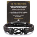 MEALGUET Men's Bracelets Gifts for Men - Brown Braided Leather Infinity Knot Bracelets Engraved Love Massage for Son Man Husband Boyfriend, Mens Bracelet Jewelry Gift for Birthday Valentine's - style: to my husband bracelet