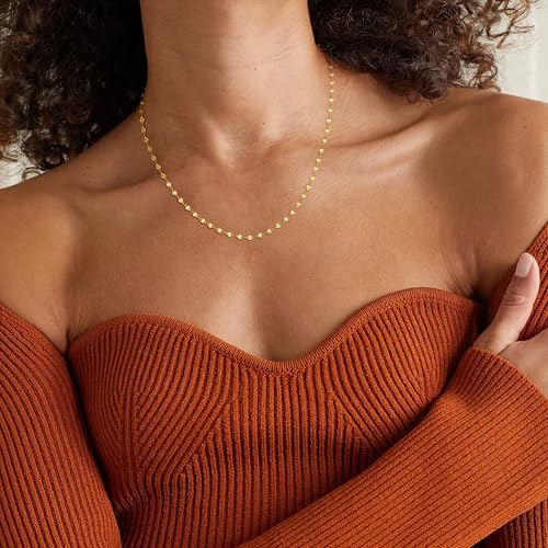 Carffordo 925 Sterling Silver Chain Necklace Link Chain Necklace for Women Simple Dainty 16K Gold Plated Necklace for Women Minimalist Waterproof Silver Necklace Trendy Jewelry Gifts - color: Gold, size: 20 Inches (Women's Long Length)