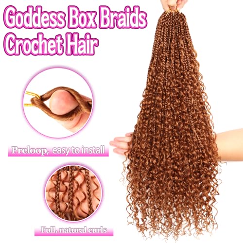 Goddess Boho Box Braids Crochet Hair-8 Packs 24 Inch Crochet Box Braids for Black Women Pre Looped (#30, 24 Inch (Pack of 8)) - color: #30, size: 24 Inch (Pack of 8)
