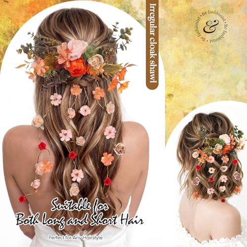 Boho Bridal Hair Vine Artificial Flower Bridal Headpiece Wedding Hair Accessories Long Vine Wedding Head Piece Accessories - style: Boho