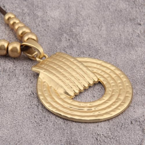 Leather Necklace for Women Vintage Boho Necklaces Black Cord Choker With Pendant Casual Chunky Leather Necklace Trendy - style: Circle Pendant Necklace