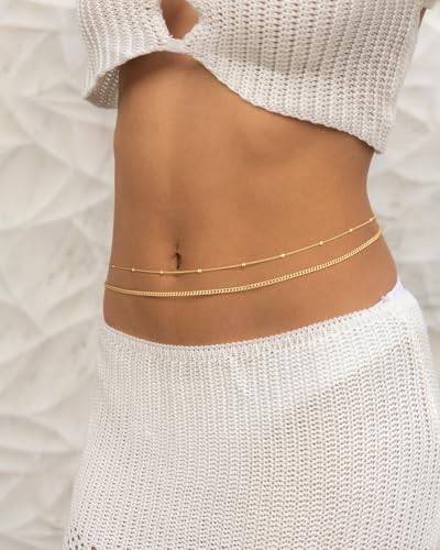 VIROMY Gold Waist Beads Chain for Women Waterproof Belly Chain Body Belt Chain Beach Accessories Body Women's Jewelry - style: Style A-GD