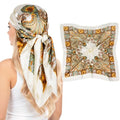 Pistha Head Scarf Bandana for Women, Satin Scarf for Hair, Large Square Silk Bandana Headscarf for Women and Men 35 Inch - style: Classic-beige