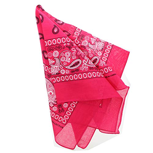 Motique Accessories Extra Large Paisley Bandana 27x27 Inch - color: Hot Pink