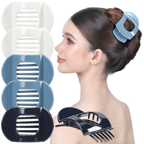 RC ROCHE 6 Pcs Flat Claw Hair Clips for Women Thick Hair French Round Duckbill Square Secure Strong Hold Grip Clamps Barrettes Curved No Slip No Crease Styling Cute Extra Jumbo, Large Coastal Serenity - color: (Large) Coastal Serenity