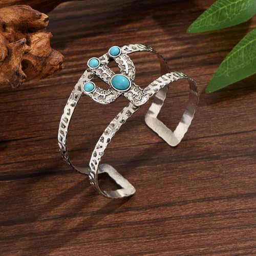 Long tiantian Western Turquoise Beaded Bracelet Set for Women Stackable Cowgirl Bracelets Boho Concho Jewelry Country Concert Rodeo Outfit Accessories Gifts - color: D4