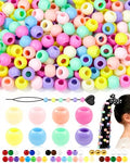 FIVEIZERO 260PCS Large Hole Hair Beads, 10x12mm, Macaroon | acrylic pony style, smooth lightweight finish, reusable, quick on/off, bracelets, keychains, macramé and DIY crafts - color: Macarons