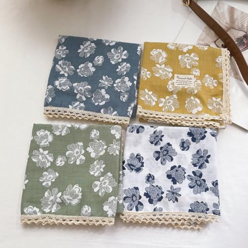 Soft Cotton Like Lace Bandana Headband, Head Wrap, Protective Coverage, Hair Neck Scarf for Women 24 x 24 inch - color: Cas018 - White Flower Y