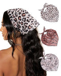 AWAYTR 3Pcs Hair Bandanas Head Kerchief for Women Girls Tie-Back Boho Hair Scarf Headband Bandana Triangle Head Scarf - color: Large Leopard + Zebra Print + Mottled Color