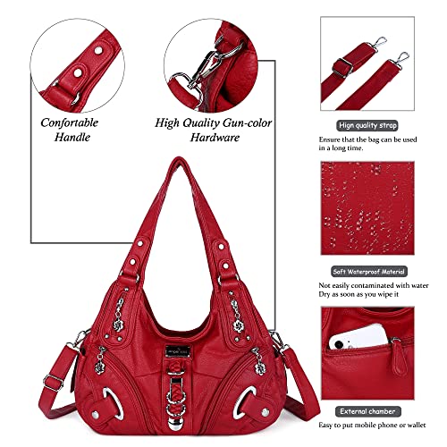Angelkiss Hobo Purses and handbags for Women Satchel Handbag Women Purses Large Daily Shoulder Bags | Purses - color: Red
