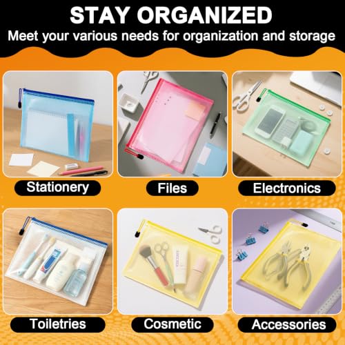 Mesh Zipper Pouch Bags - 5 Pack Large Waterproof Zipper Bags 13.2 x 9.4 Inch Clear Mesh Storage Pouches Assorted Colors for Home, Office, Travel, Puzzles, Cosmetic, Accessories - size: 13.2 x 9.4 Inch