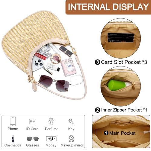 KKXIU Shoulder Bag for Women Cute Hobo Purses and Handbags Retro Clutch Underarm Purse | Cute - color: Newbeige