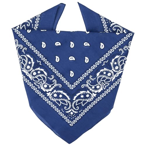 ZENO 100% Cotton & Natural Fibers Bandana Scarf - Soft, Durable, Machine Washable – Unisex for Men & Women - color: Royal Blue Single