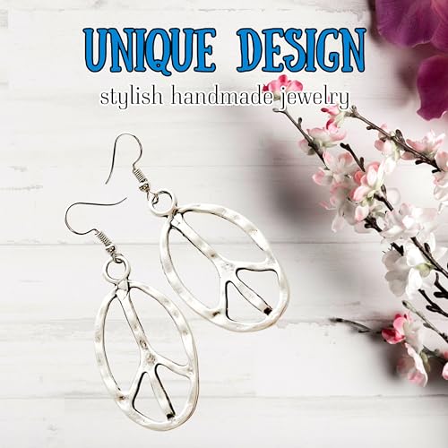 Peace sign earrings peace symbol charm earrings silver or bronze hippie necklace - color: silver