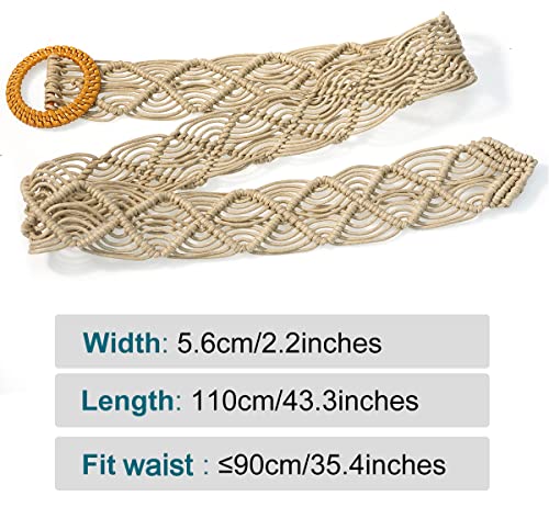 Suyi Boho Belt for Women Braided Woven Belts Bohemian Waist Belts for Dress - color: Beige 1