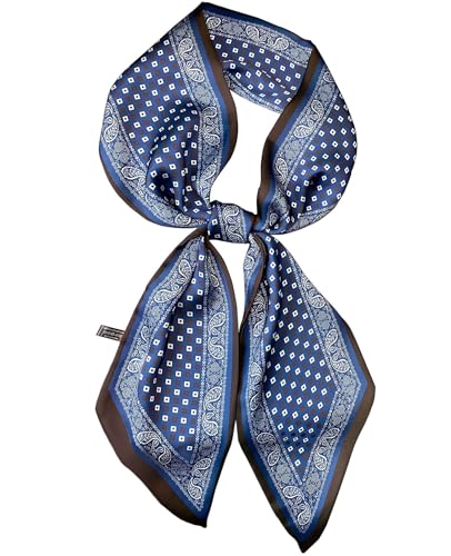 kcctoo 59” Long Silk Like Head Scarf Women's Fashion Square Neck Satin Scarfs for Bag Hair Scarves Gift 59 * 5.9” - color: R1 Blue Wave Dot 59" X 5.9"