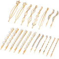 20 Pieces Elegant Hair Barrettes Bridal Golden Metal Hair Clip | Artificial Pearl Hair Pins, Clear Rhinestone Bobby Pin, Weddings Hair Accessories