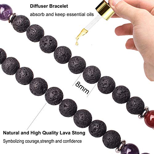 108 Mala Beads Necklace 7 Chakra Buddhist Prayer Beaded Bracelet Tree of Life Pendant Stone Yoga Necklace - color: Lava-OM Buddha