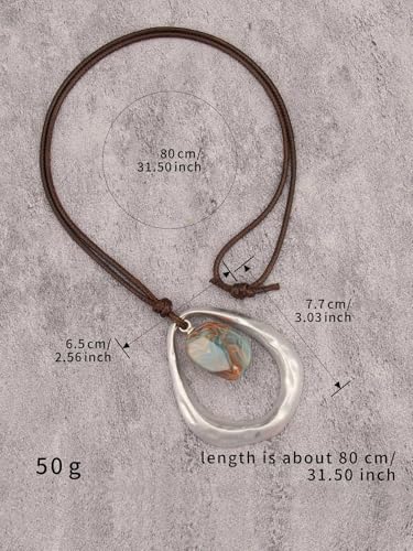 Chunky Necklace for Women Boho Pendant Necklace Statement Western Choker Necklaces for Women Vintage Bohemian Jewelry - style: Bohemian Leather Necklace