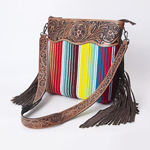 Merbaa Women Handtooled woolen saddle blanket hand woven Crossbody Bag - color: Multicolor
