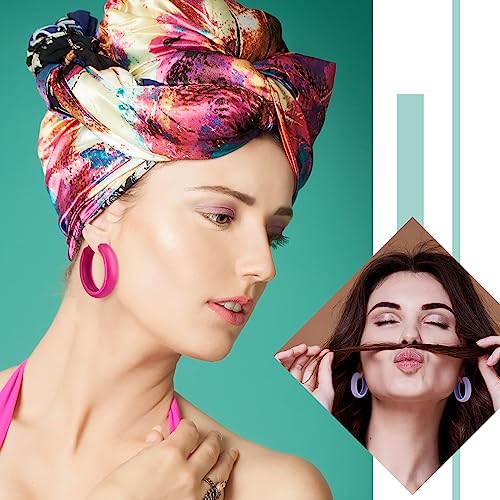 Sasylvia 16 Pairs Colored Hoop Earrings for Women Matte Colorful Hoop 80s Retro Neon Summer Drop Earrings - style: Chunky