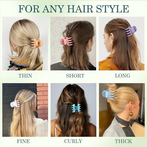Sisiaipu 12Pcs Hair Clips for Women 1.8 Inch Small Claw Clips for Thin Hair Medium Hair Claw Clips for Thick Hair Accessories for Women Girls (Gloss Colorful) - color: Gloss Colorful