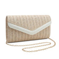 Straw Clutch Purse for Women Envelope Clutch Handbags for Summer Beach Evening Shoulder Crossbody Bag - color: Beige