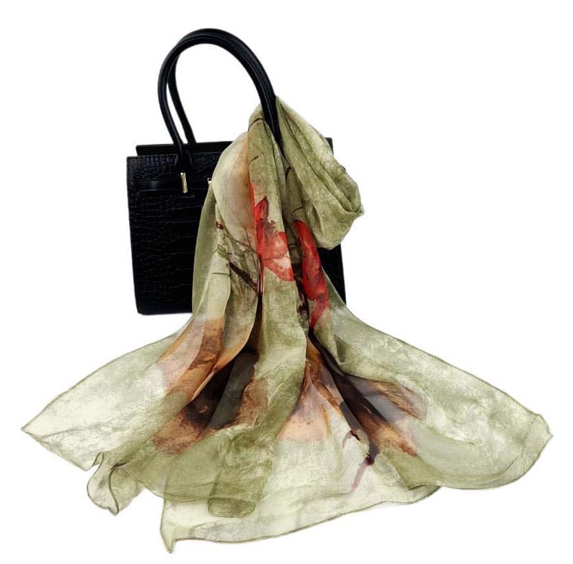 Xyueanlo Fashion Scarves for Women Lightweight Elegant Scarf Sunscreen Wraps Shawls - color: Plum Flower Orchid Green