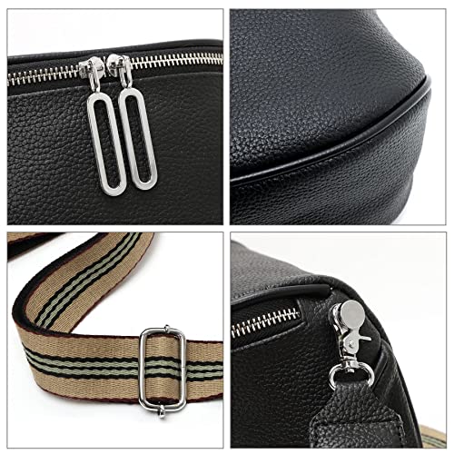 Fanny Pack Crossbody Bags For Women Genuine Leather Fashion Shoulder Handbag Belt Bag Waist Purse (Black01) - color: Black01