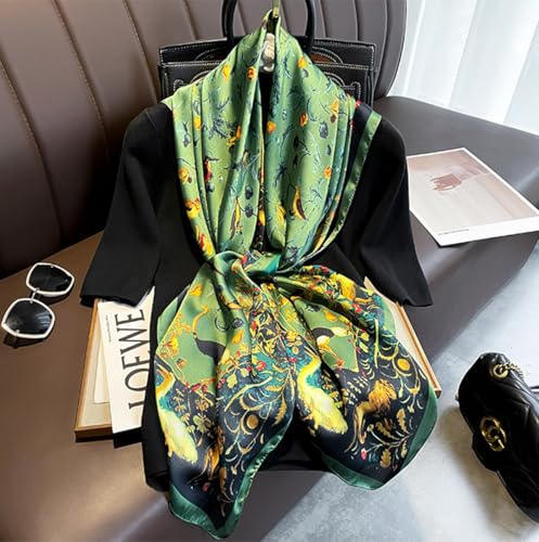 K-Elewon Large Square Scarf 43" Silk Scarf Fashion Scarves Silk Feeling Hair Wrapping Scarfs Night Sleeping Headscarf - color: Vb16
