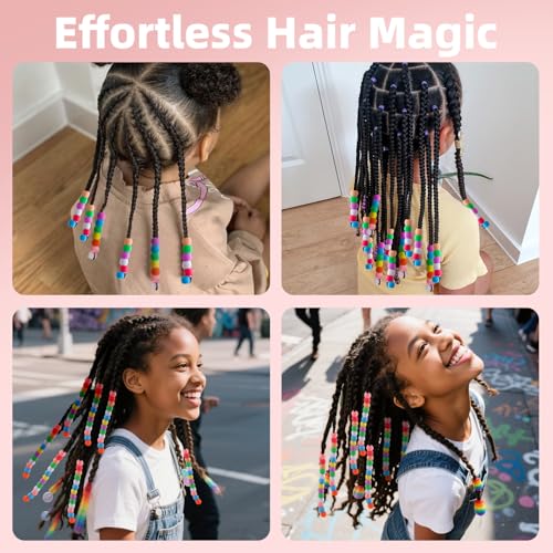 150Pcs 10mm Small Silicone Beads for Hair Braids, Soft Jellyish Pony Hair Beads with 5mm Hole + 50 Rubber Bands and 1 Beader for Braiding, DIY Bracelets Necklaces Crafts (Multicolors) - color: Multicolor-150Pcs