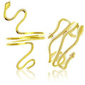 QuneusHot 2 Piece Snake Arm Cuff Cleopatra Serpent Upper Arm Band Spiral Armlet Bracelet Egyptian Costume Jewelry Bangle for Women Men - color: Gold