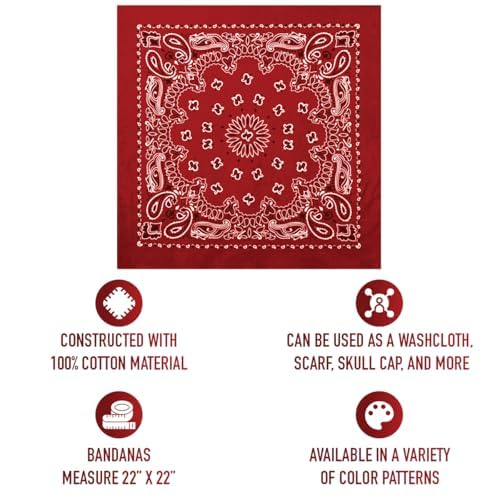 Rothco Trainmen Paisley Bandana - Standard - 22" X 22" - color: Red/White