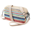 Small Wristlet Wallet for Women, 3-Zip Crossbody Phone Purse - color: Bluestripe/Straw-horiz