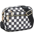 Crossbody Purse for Women Small Crossbody Bags Trendy Vegan Leather with Adjustable Shoulder Straps Gift for Mother Wife Mom - color: Checkered Black Minimalism