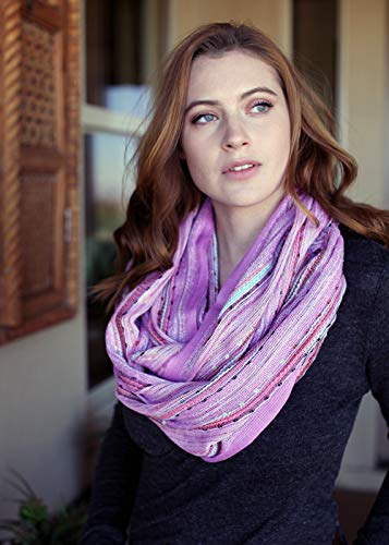 Anika Dali (15 Colors) Shimmer Sparkle Infinity Scarf, Women's Festival Bliss Lightweight Fashion Shawl - color: Wisteria Purple