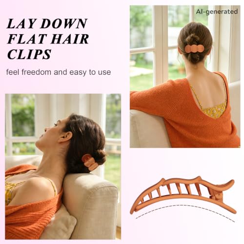 Medium Flat Hair Clips for Women, French Claw Clips Strong Hold for Thick & Thin Hair, Duckbill Hair Clips Non Slip for Driving Yoga - Orange, Light blue, Deep blue, Gray, 4pcs - color: Orange, Light blue, Deep blue, Gray