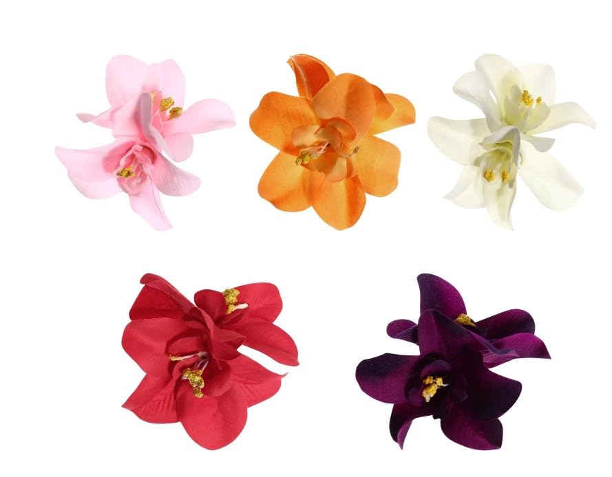 5Pcs Colorful Artificial Flower Hair Clip, Bohemian Flower Hairpin Hawaiian Hibiscus Plumeria Hairpin for Seaside Holiday, Bridal Hair Accessories Headwear, Clips and Barrettes, Hair Accessories