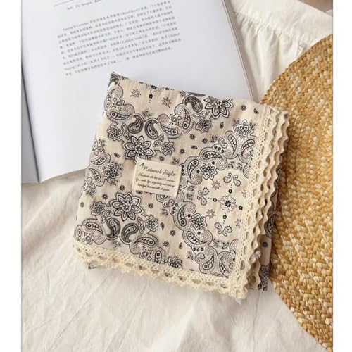Soft Cotton Like Lace Bandana Headband, Head Wrap, Protective Coverage, Hair Neck Scarf for Women 24 x 24 inch - color: Cas001 - Paisley B