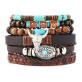 Western Outfit for Women Bohemian Vintage Stackable Turquoise Bracelet Rustic Beaded Cow Head Charm Stretch Bracelet Western Jewelry Country Concert Outfits for Women - style: Style6