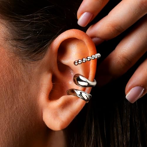 3Pcs Ear Cuffs Non Piercing for Women，14K Gold Plated Hypoallergenic Cuff Earrings Trendy clip Earrings for Women Cartilage Gold Jewelry Gift - color: SL-Ear Cuffs CZ-C