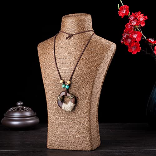 Brown Wooden Choker Chunky Pendant Necklaces for women - color: ET-SUBY-O4I6