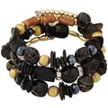 Women Beaded Bracelet Set | Colorful Boho Stackable Trendy Design with Crystal Accents Multilayer Bangle Bracelet | Fashion Stretch Braclets Jewelry for Women - color: Black.